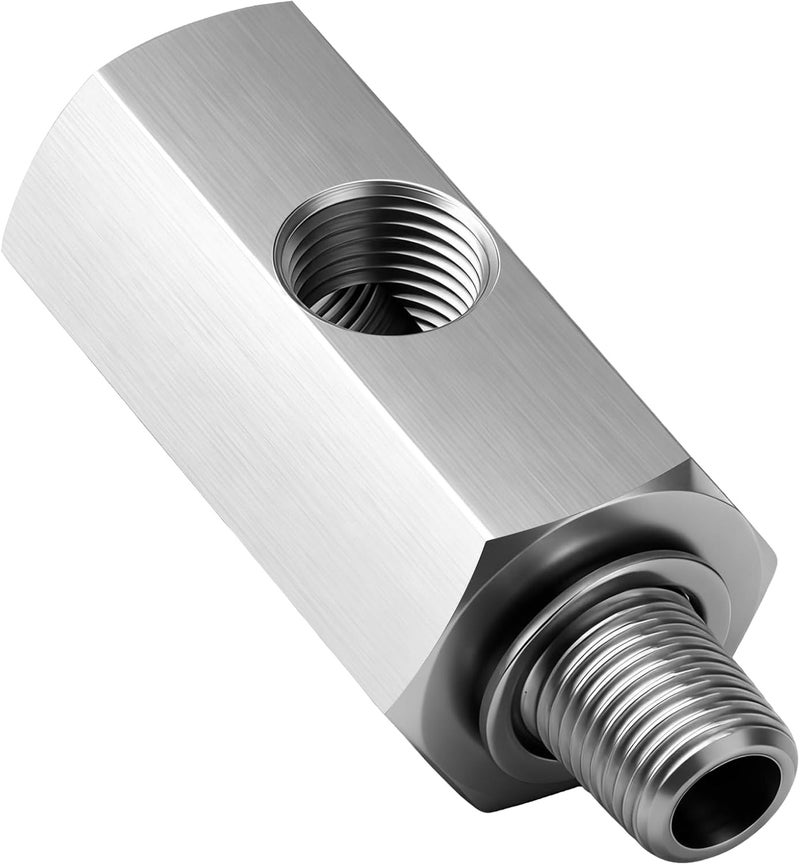 Senlinyu 1/8" NPT Oil Pressure Sensor Tee Adapter, 304 Stainless Steel Triple Port Fitting for Gauge & Sender, 1/8-27 NPT Female Male Threads, Leak-Proof Design - Image 1